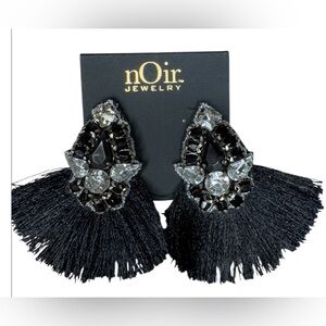 Noir Jewelry Black Fringe Tassel Earrings